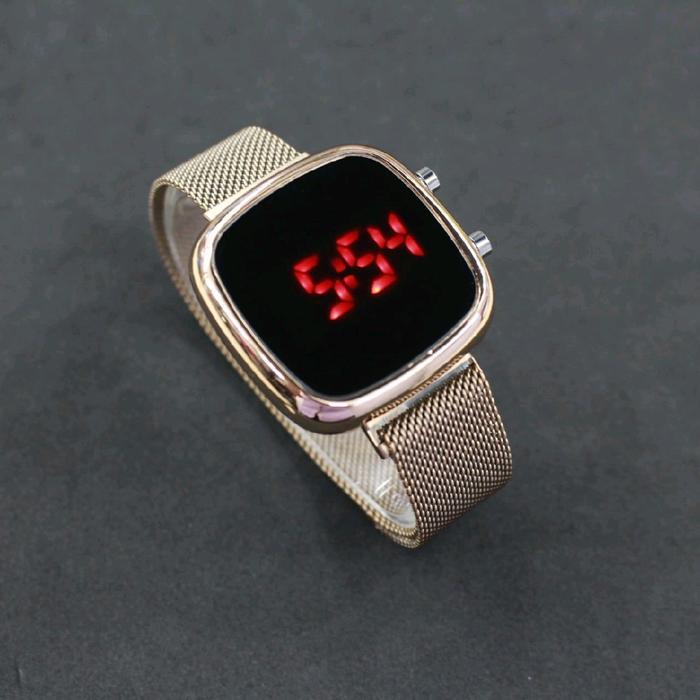 Jam Tangan Led Digital Oval Wanita /Jam Tangan Digital Led Rantai Pasir /Jam Led Watch Magnet