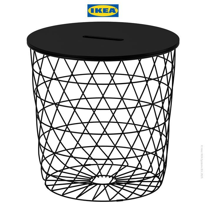 Ikea Kvistbro Meja Penyimpanan Samping Sofa Hitam Minimalis 44Cm Furniture