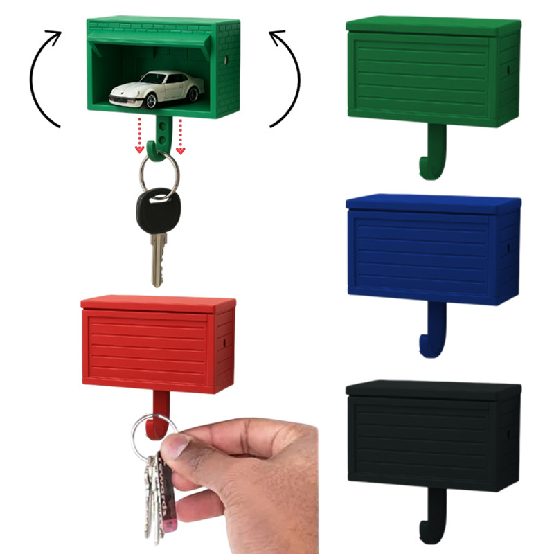 Car Garage Key Holder With Opening Door Wall Hanging Key Holder 3D Printed Key Organizer