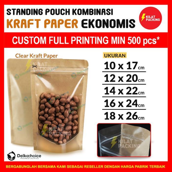 STANDING POUCH KOMBINASI TRANSPARAN - KRAFT PAPER EKONOMIS SATUAN