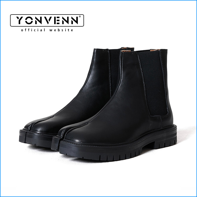 Tabi Leather Boots Men'S Autumn And Winter Personalized Split Toe Shoes Fashion Chelsea Boots Casual