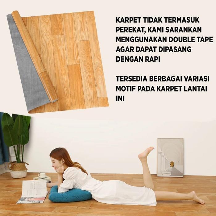 Karpet Vinyl Lantai Kualitas Premium Wallpaper Lantai Tebal 0.7mm Lebar 2 Meter Motif Kayu