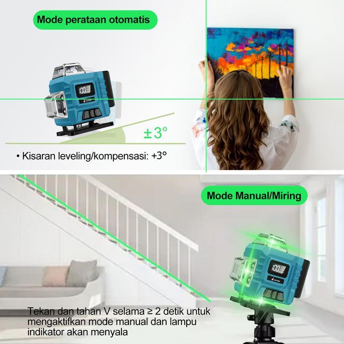 CodVictool Level Laser 16 Baris, Laser Tampilan 4D Dengan Kendali Jarak Jauh, Level Laser 4D 16