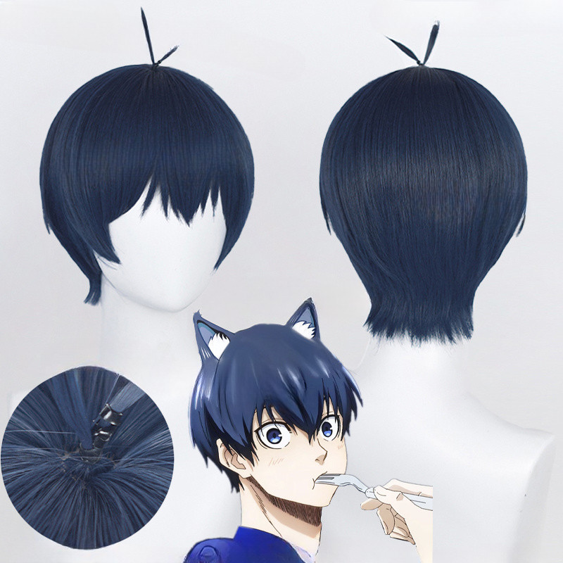 Anime Isagi Yoichi Cosplay Wig 28cm Black/Blue Cosplay Wigs Heat Resistant Yoichi Isagi Wigs
