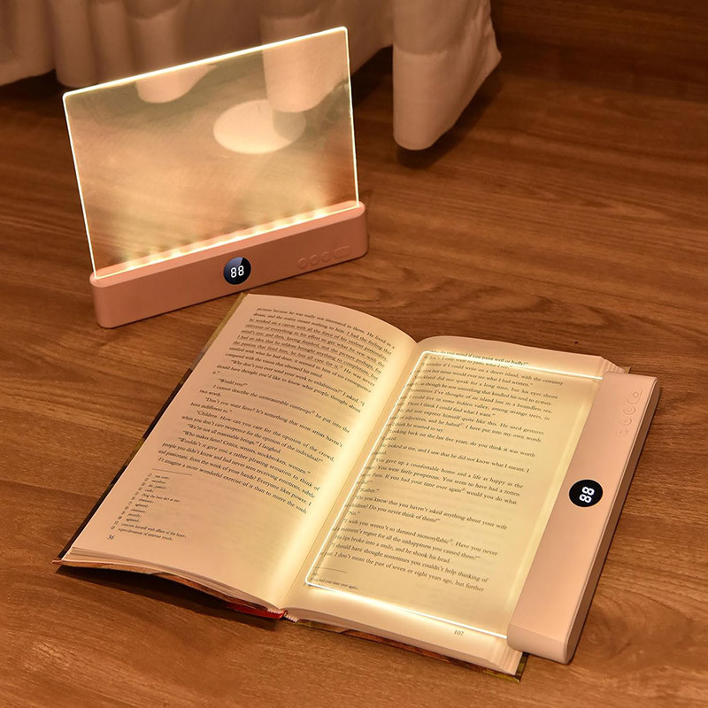 LED Flat Panel Book Light with Timer Night Vision Reading Lamp Dimmable Eye Protect Student Book