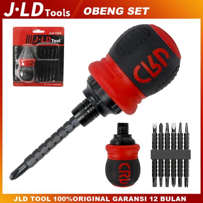 "New" JLD 6Pcs Obeng bisa dilepas Plus+Minus+bintang+Segitiga+Magnet Obeng set Screwdriver Obeng