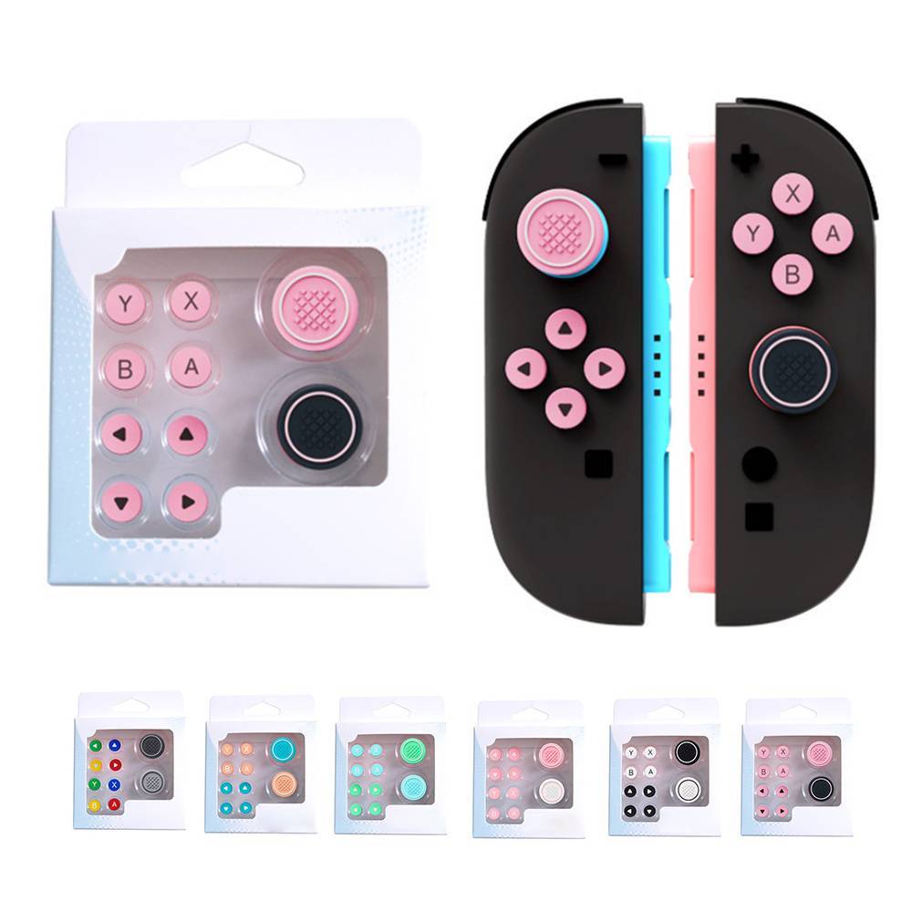 For Nintendo Switch 2 Thumb Grip Caps Joystick Caps & ABXY Button Sticker Set for Switch 2 Joycon