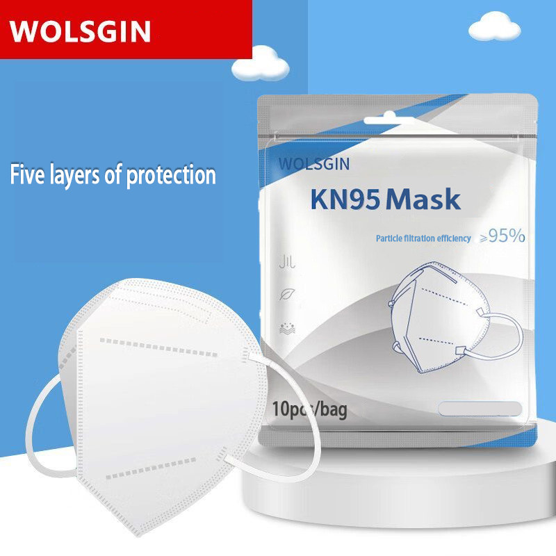 10/30/50 Pcs White Kn95 Mask -5-Layer Breathable Design, With Elastic Earrings And Adjustable Nose