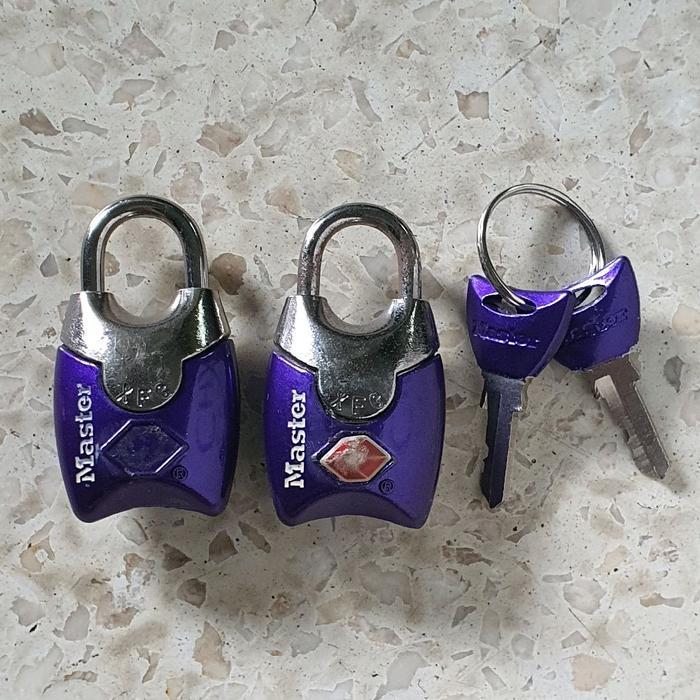 ORIGINAL gembok tsa tas koper master ungu sepasang travel padlock bekas preloved second READY STOCK