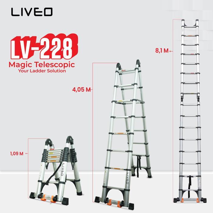 Tangga Teleskopik 8 Meter Multi, Tangga Double Lipat Merk Liveo