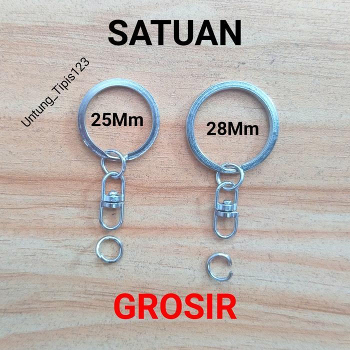 Ring Putar Gepeng Tebal Gantungan kunci bahan nikel ring ganci