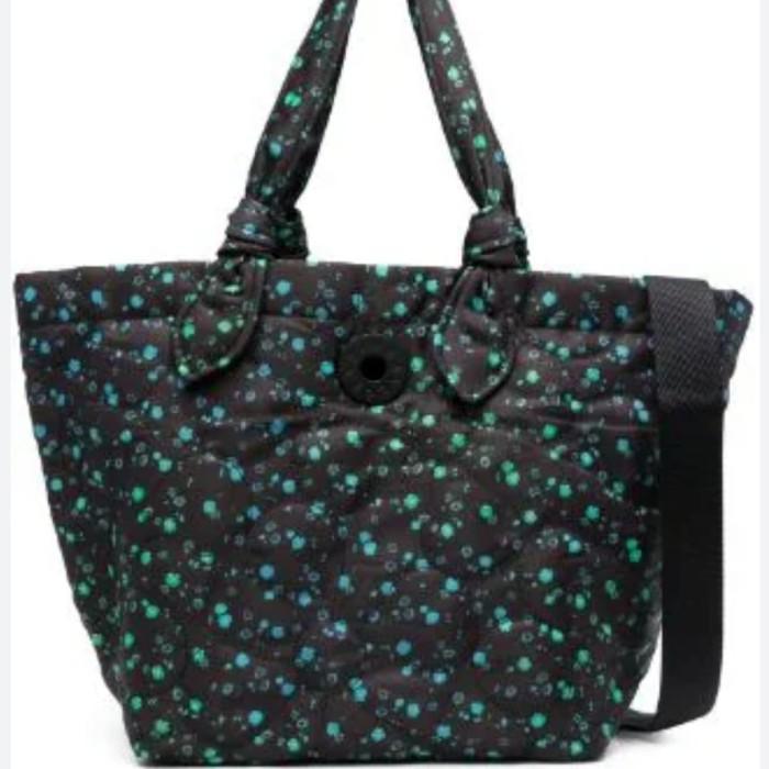 Satchel Tote Nylon Green Floral Bag