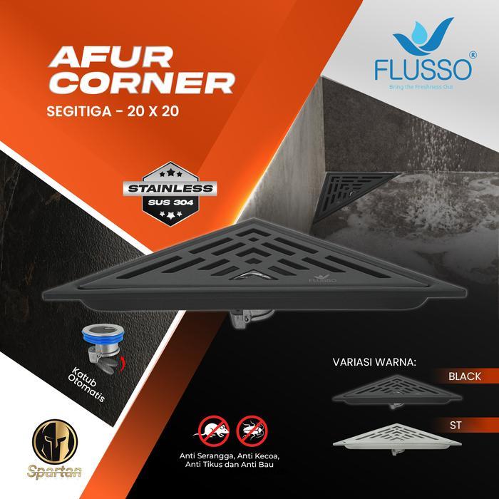 Flusso Afur Lantai Saringan Got Sudut kamar mandi / Afur Corner / floor drain corner Stainless 2507