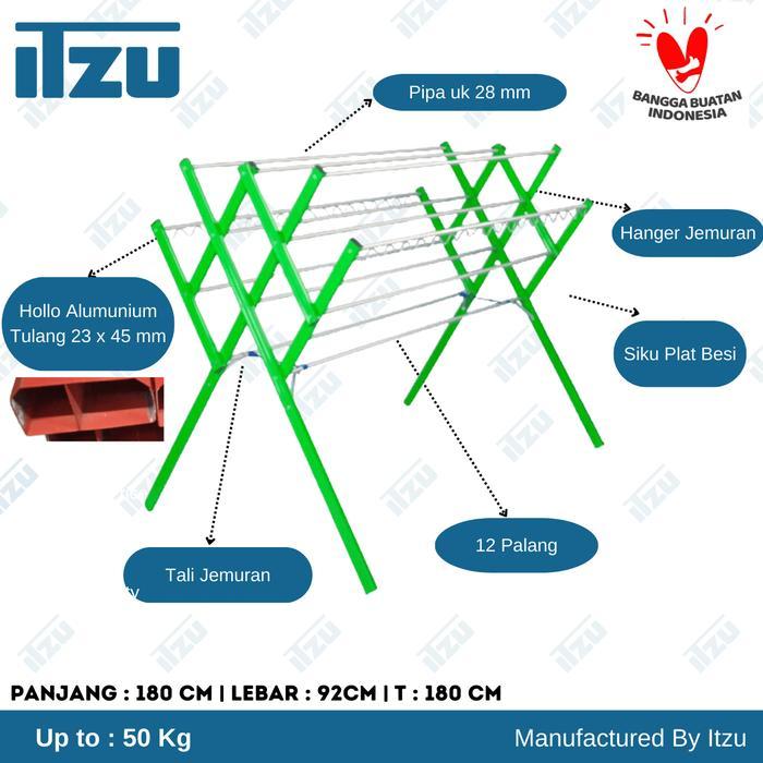 Jemuran Baju Alumunium Warna Besar Kokoh 12 Palang