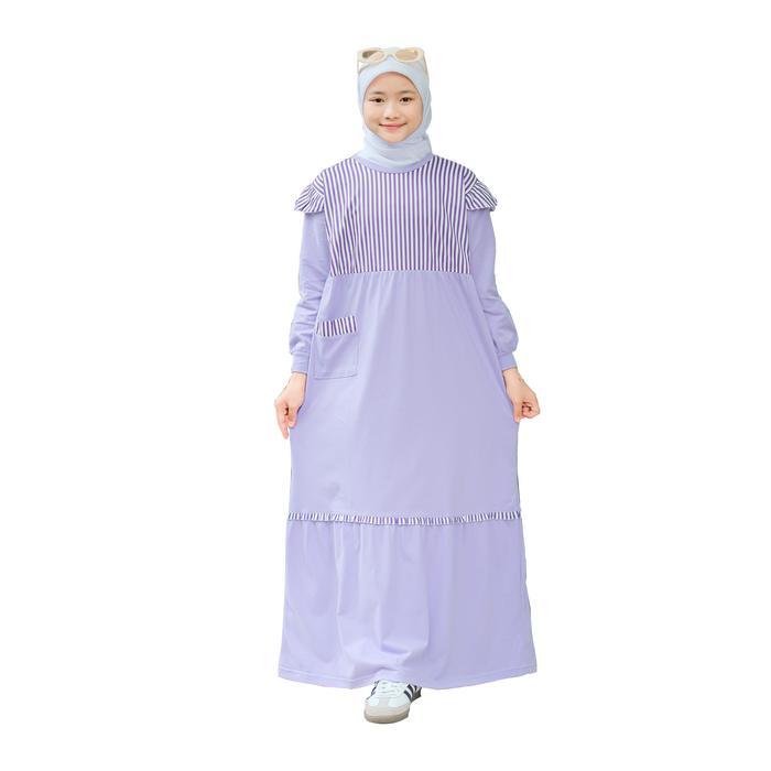 SIBAKIDS FALISHA SERIES GAMIS ANAK PEREMPUAN UNGGU KATUN COMBED & JEPANG MAXI PESTA REMAJA DEWASA
