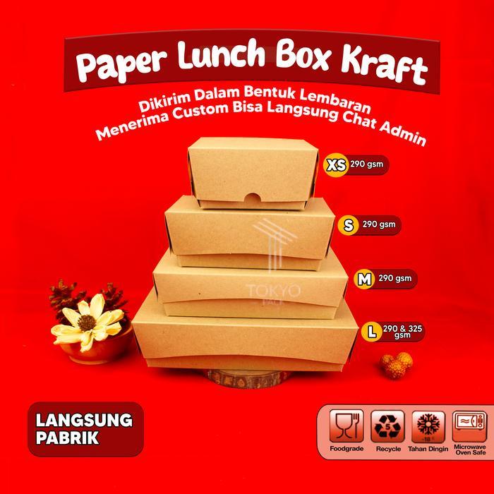 PAPER LUNCH BOX BAHAN KRAFT/LUNCH BOX PAPER COKLAT SIZE M , L , S