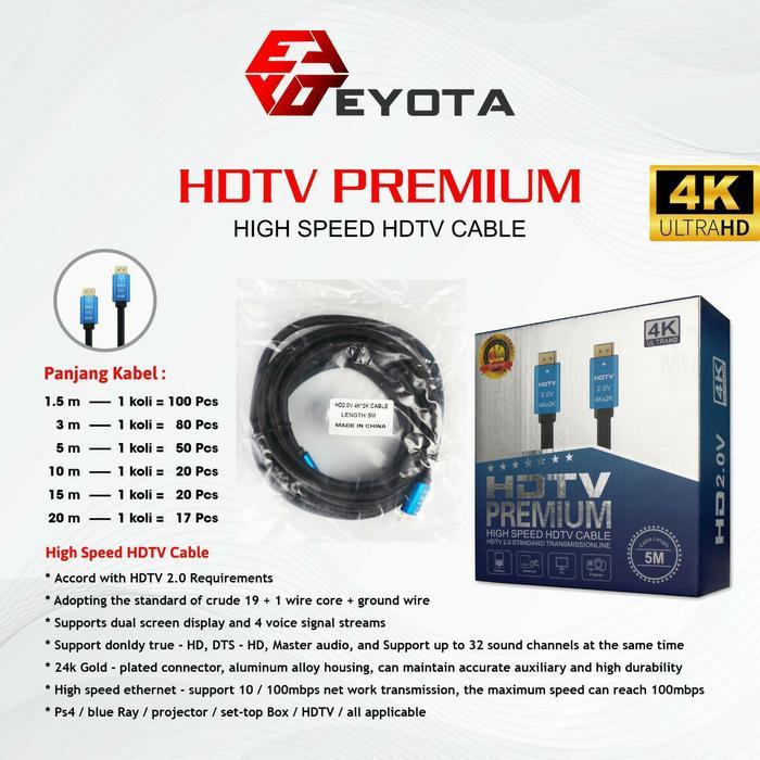 Eyota Kabel HDTV Versi 2.0 Support 4K 2K 3 M/HDMI Premium Cable Eyota