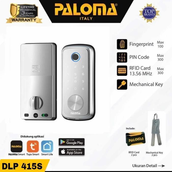 Paloma Dlp 415S Digital Smart Lock Paloma Kunci Pintu Deadtbold Wifi - Silver