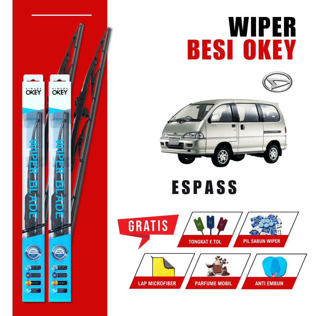 Wiper Daihatsu Espass Konvensional Kaca Depan Mobil Free 5 Bonus