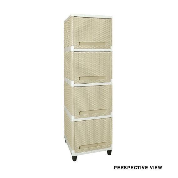 "New" Club Lemari Plastik Flip Susun 4 Lemari Plastik Pintu Sliding Laci Furniture Cream Model