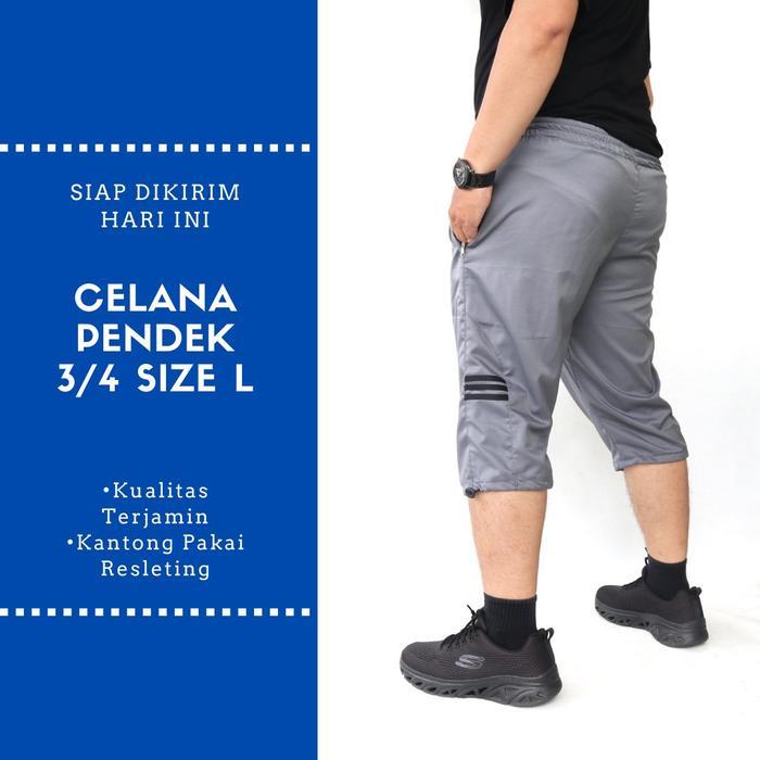 New - Celana Training Pria Celana Pendek 3/4 Sontok Celana Sepeda Gowes Ukuran L Parasut - Sport