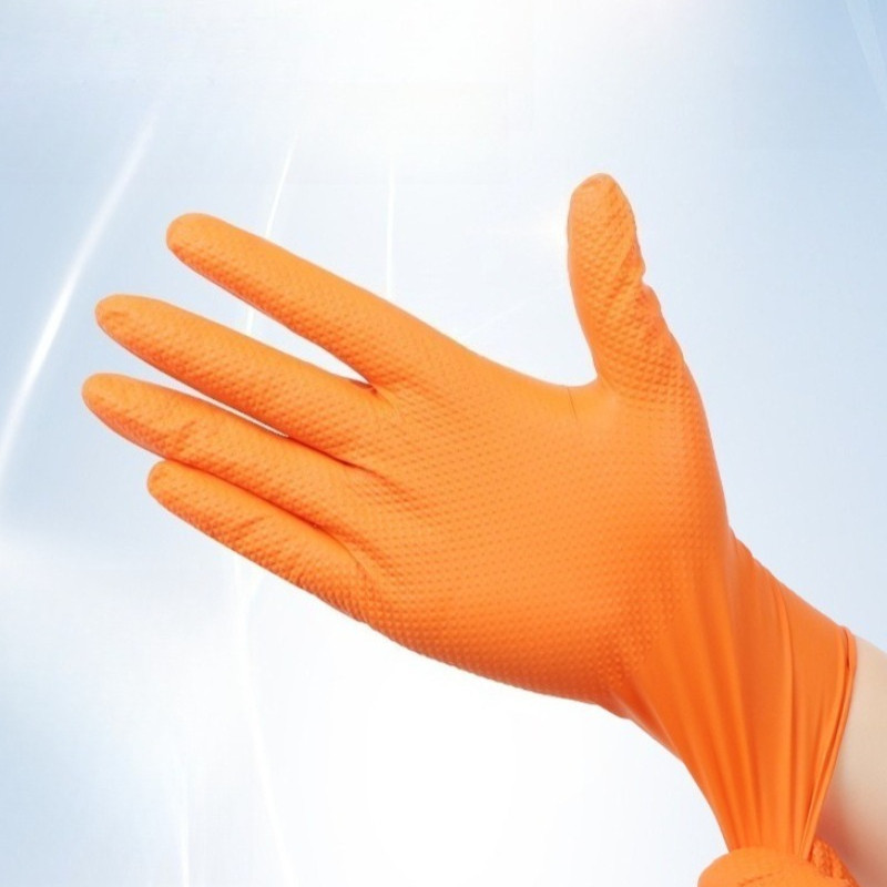 Orange Thickened Waterproof Nitrile Gloves Household Kitchen Industrial Protective Gloves Suitable