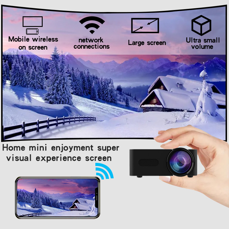 YT100 portable wireless connected mobile projector 5V2A power supply with built-in speaker 15ANSI