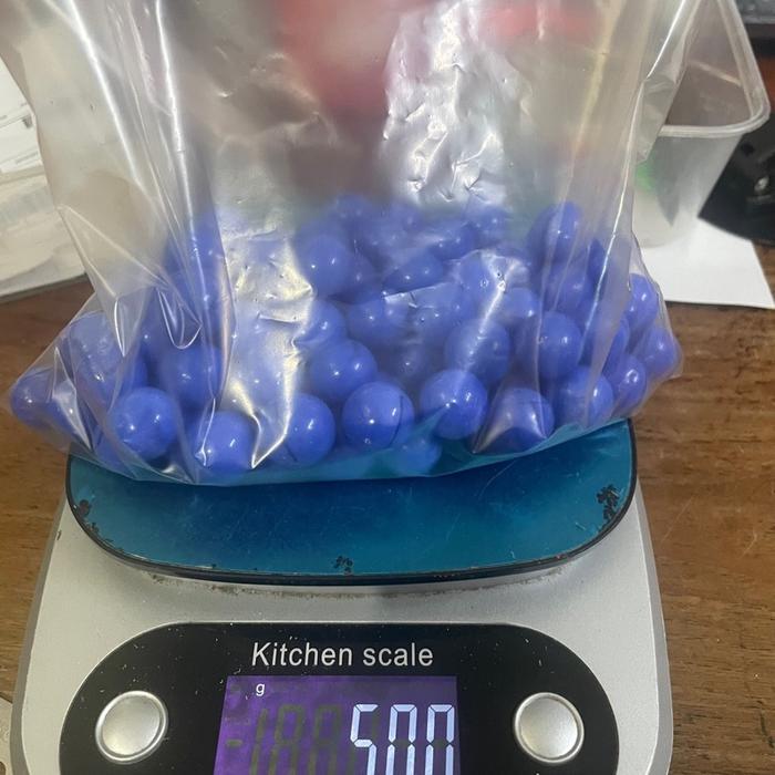 Gundu / Kelereng Biru Corak Dan Hitam Bintik