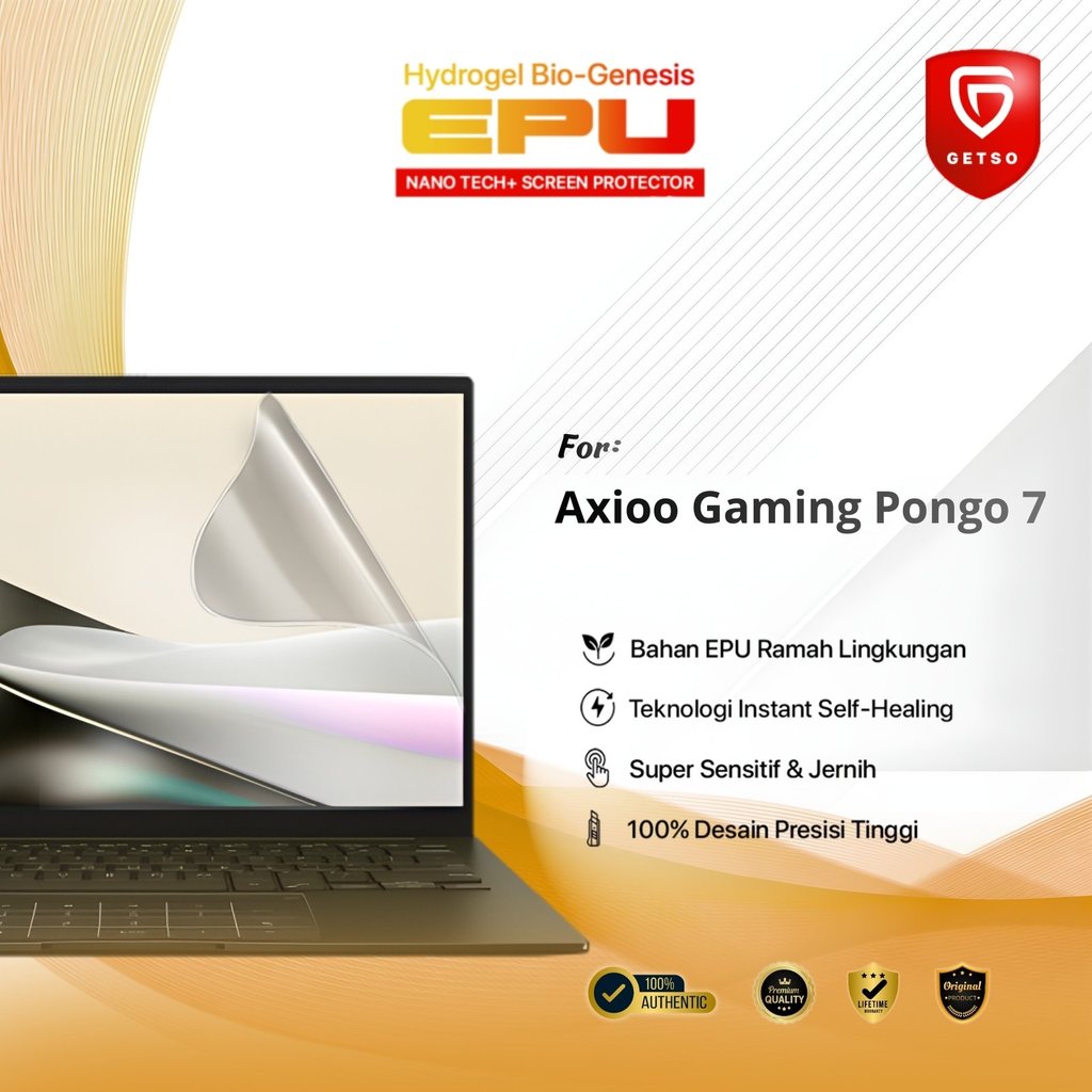 Getso BIO-HYDRO EPU Hydrogel Pelindung Layar for Axioo Gaming Pongo 7 Top-Tier Protection Film Invis