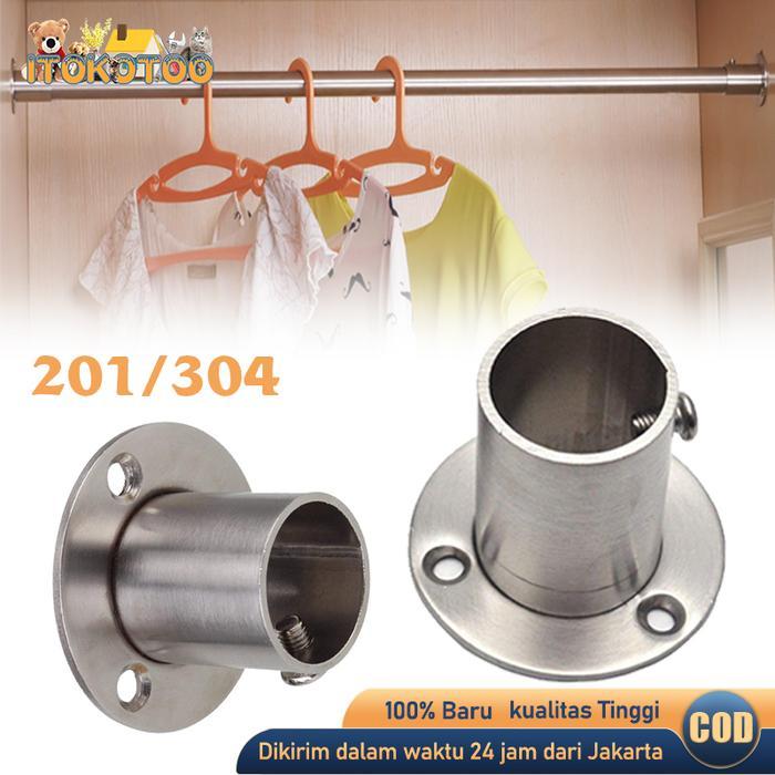 Braket Bracket Pipa Stainlees Penyangga Gantungan Dop Pipa Bulat