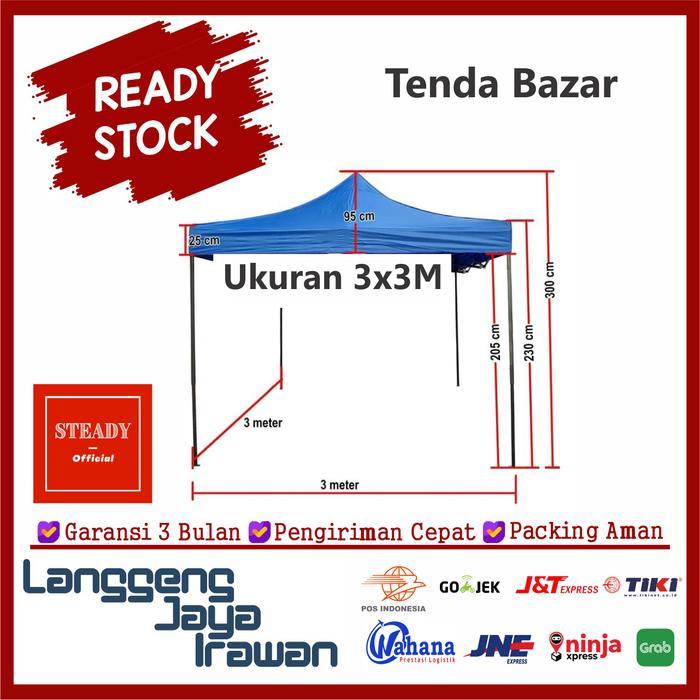 Tenda Lipat 3x3 M Tenda Bazar Tenda Pameran Tenda Ukuran 3 x 3 Parkir Portable Lipat Camping Outdoor