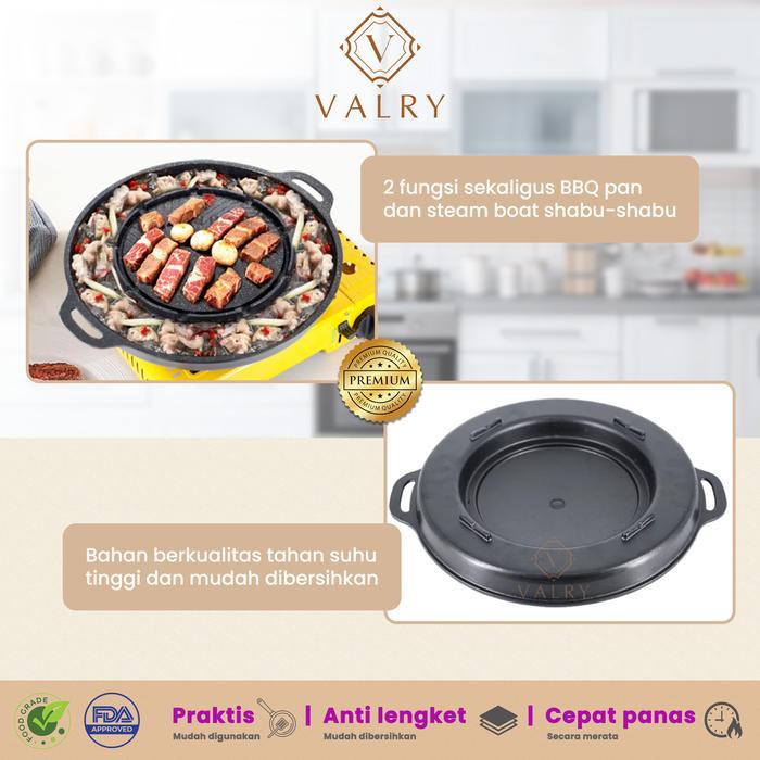 Valry Bulgogi 2 Grill Pan Bbq Panci Shabu Shabu Pan Alat Panggang Anti Lengket Marble Granit Wajan