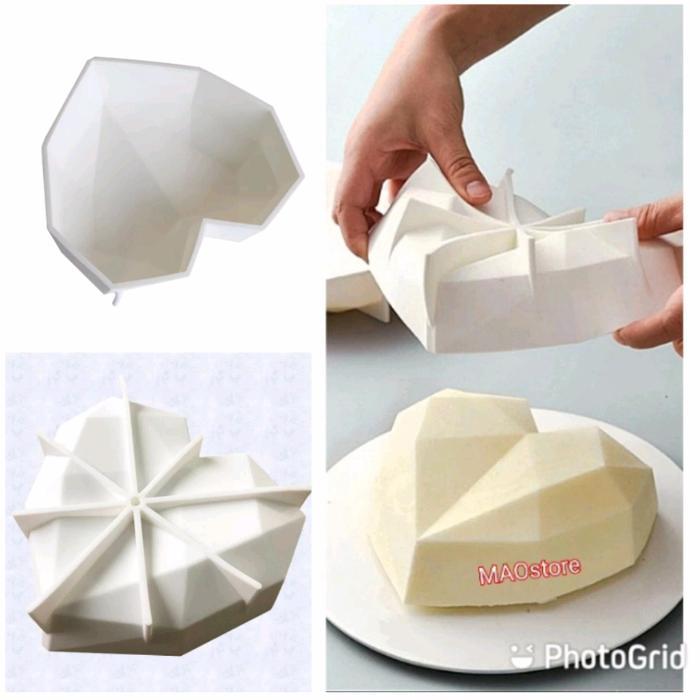 MAOSTORE CETAKAN ENTREMET HATI HEART ORIGAMI MIRROR CAKE LOVE