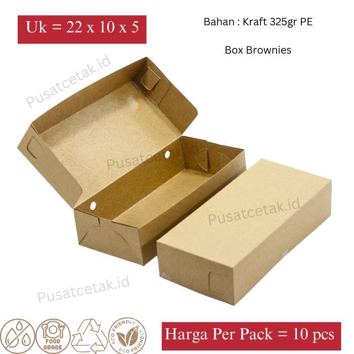 Stok Baru [10 PCS] Kotak Brownies Uk. 22 Cm X 10 Cm X 5 Cm Laminasi Kotak Kraft