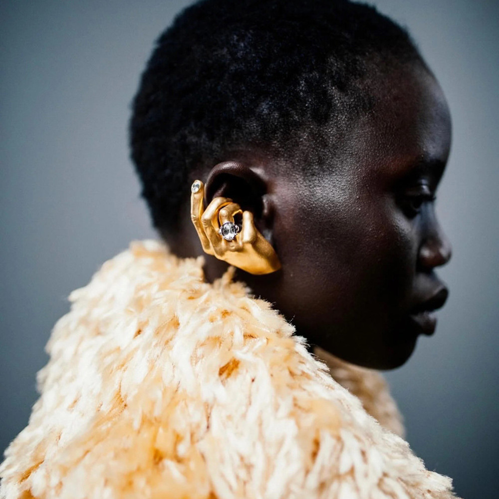 1PC New Arrival Metal Shiny Hand Earcuff Earrings For Women Jewelry Fashion Show Model' Statement