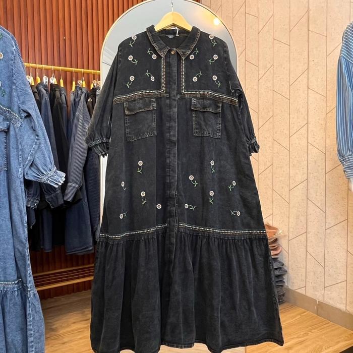 Gamis Jeans Wanita Dewasa Tunik Jeans Wanita Premium Tunik Denim Premium