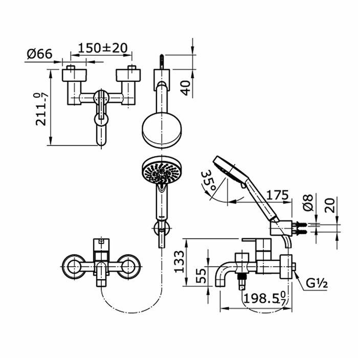 Kran Bath Tub Toto TX 471 SEN / Kran Bath Tub + Shower Toto TX471SEN