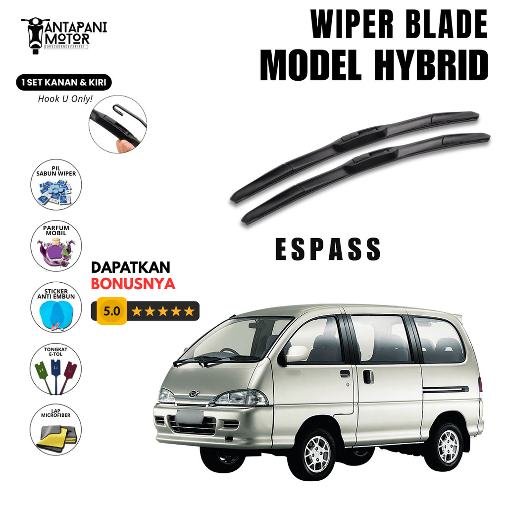 Wiper Daihatsu Espass Hybrid Kaca Depan Mobil Free 5 Bonus