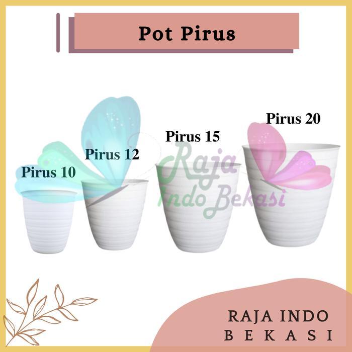 RAJA INDO Pot Tawon Tirus 10 12 15 18 20 Putih Pot Tinggi Bunga Plastik Hias 30