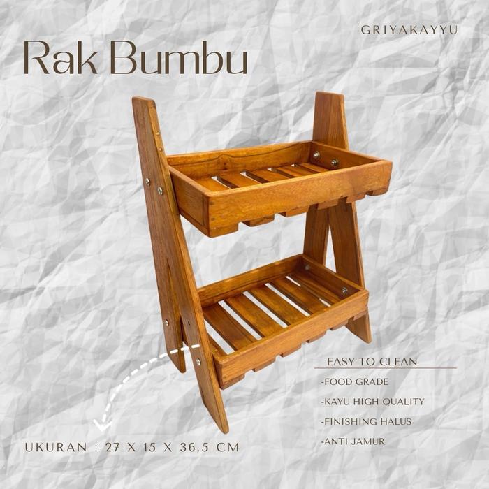 Rak Bumbu kayu bongkar pasang - Rak bumbu kayu - Rak Aesthetic - Rak Bumbu kayu jati - Rak bumbu