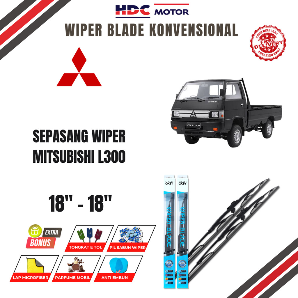 Wiper Mitsubishi L300 Konvensional Kaca Depan Mobil Free 5 Bonus