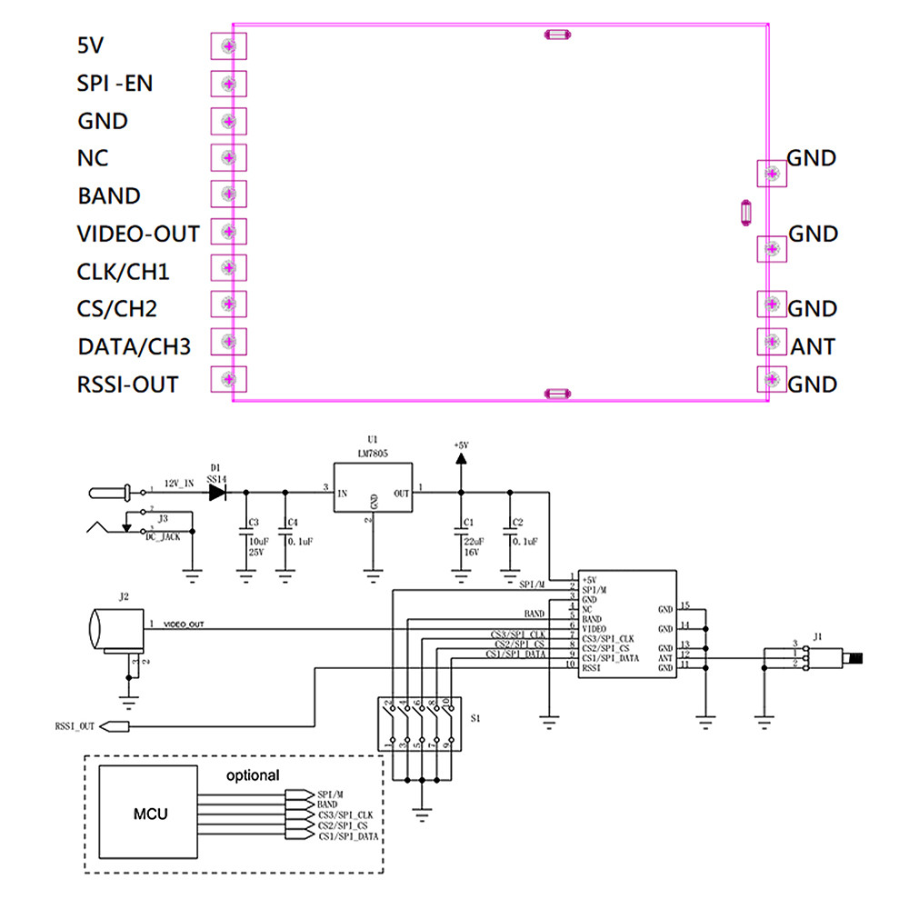 RX7500 6~7.5GHZ FPV ANALOG VIDEO TRANSMISSION RECEIVER MODULE RF RECEIVER MODULE FOR DRONE FPV