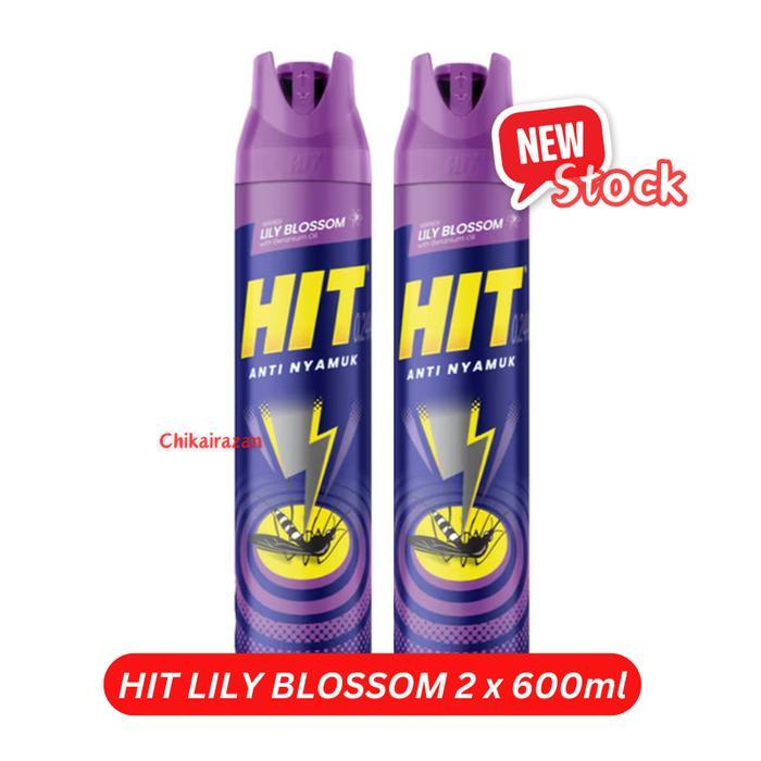 2 Pcs Hit Semprot 600Ml Obat Anti Nyamuk Dan Kecoa Formula Ampuh Kemasan Aerosol Praktis Orange Lily
