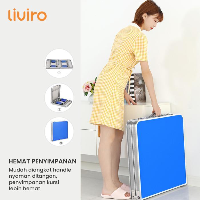 LIVIRO Meja Lipat Dagang Outdoor Jualan Portable Lubang Payung Tengah Berkualitas Booth Bazar Tenda