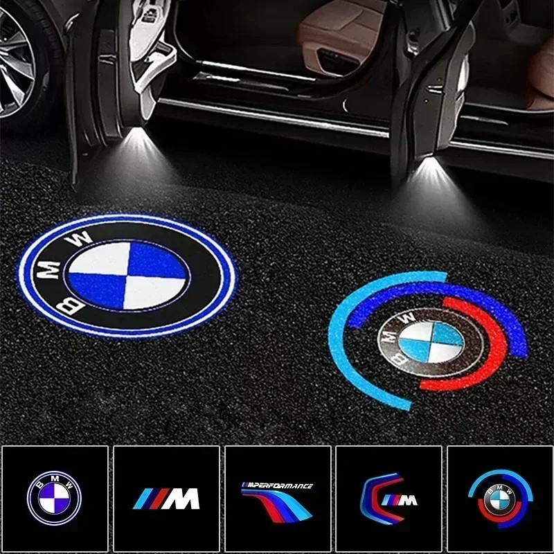 New For BMW M X3 X5 X6 2pcs Car Logo Led Door Light Projector Lamp For BMW 50th M E46 E90 E49 F30