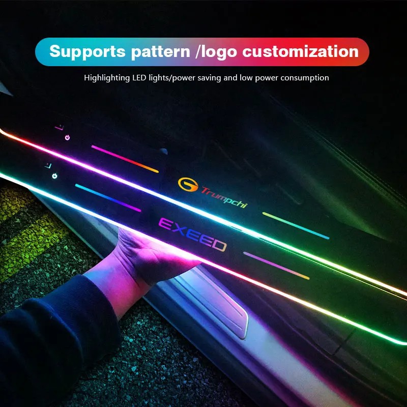 4pcs Customized Car Door Sill Light Threshold Lamp Logo Projector Lamp Power Moving LED Welcome