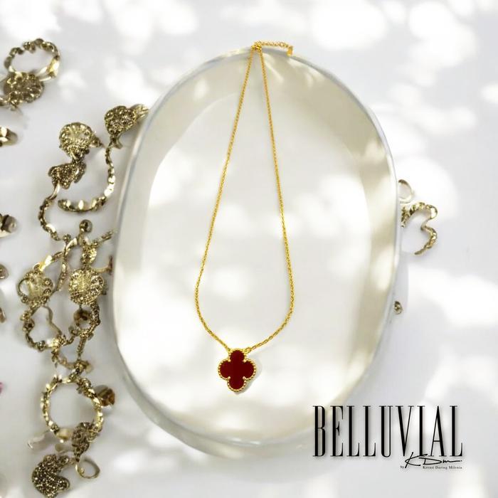 ser Kalung Titanium - Belluvial titanium - Kalung - Necklace - Kalung Leher Clover - Tidak Berkarat