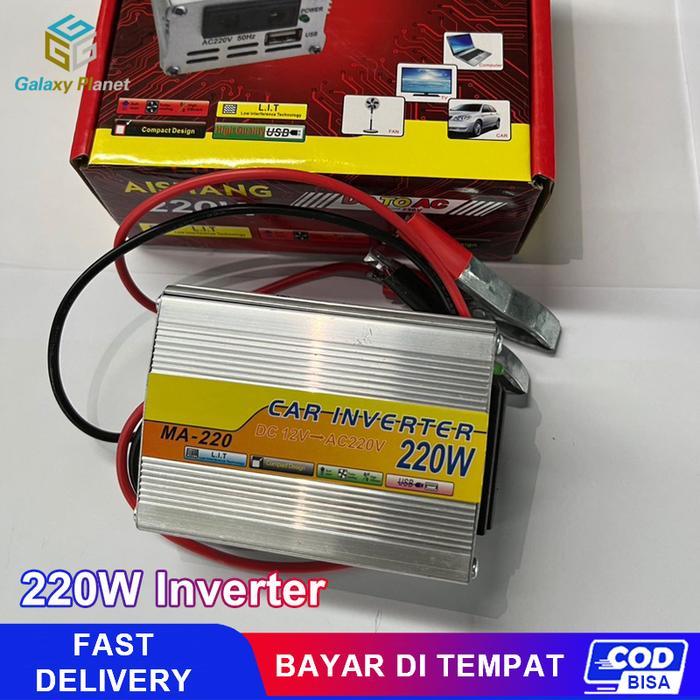 [] 220W Power Inverter 12v DC ke 220v AC Rumah Tangga Mobil 200W DC ke AC Kipas Inverter Sumber