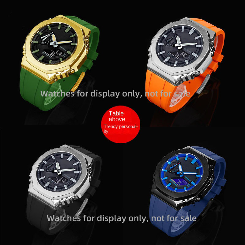 Mod Kit GA2100 FKM rubber strap For Casio GA-2100 GA-2110 stainless steel case GA-B2100 Metal Bezel