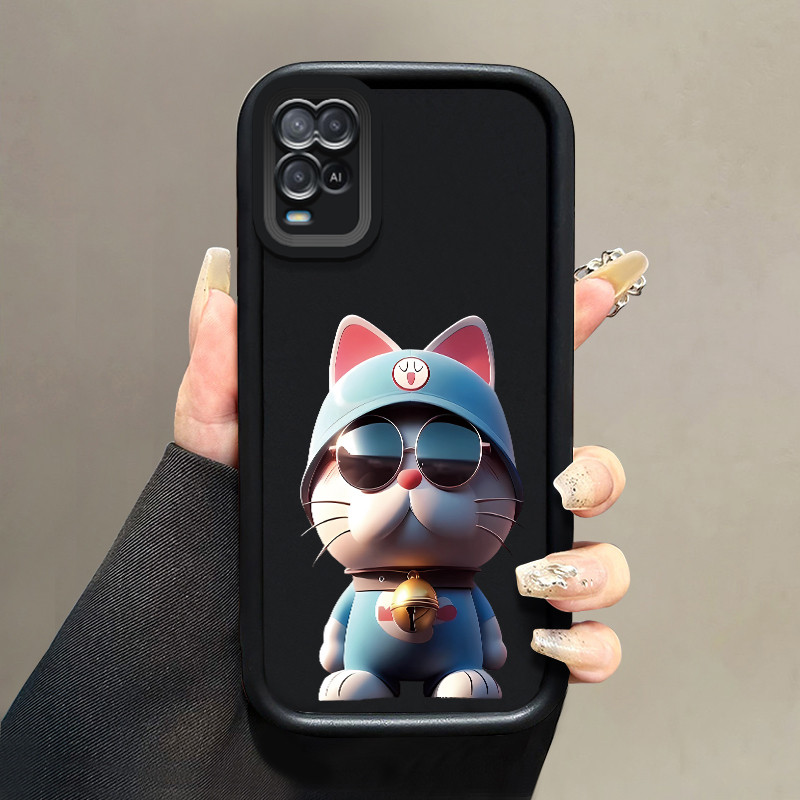Casing Hp untuk OPPO A54 Case Kucing Kacamata Hitam Keren Kasing silikon Cesing Anti Crack Tahan Ban